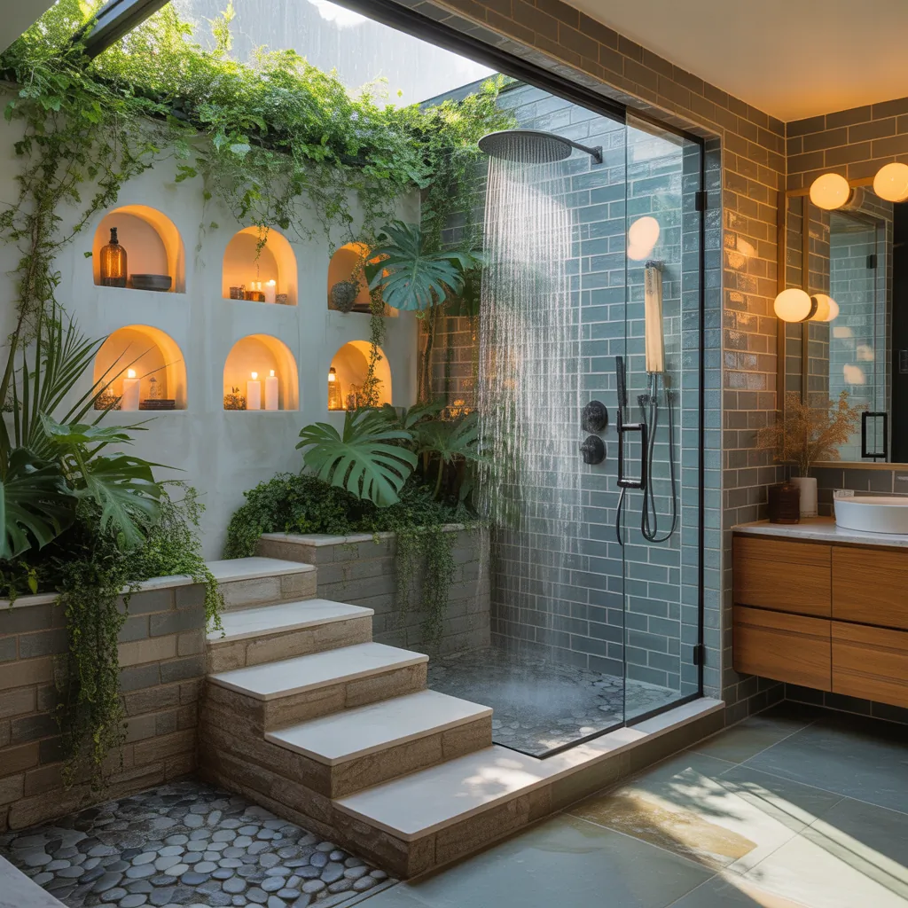 ideas for step down showers