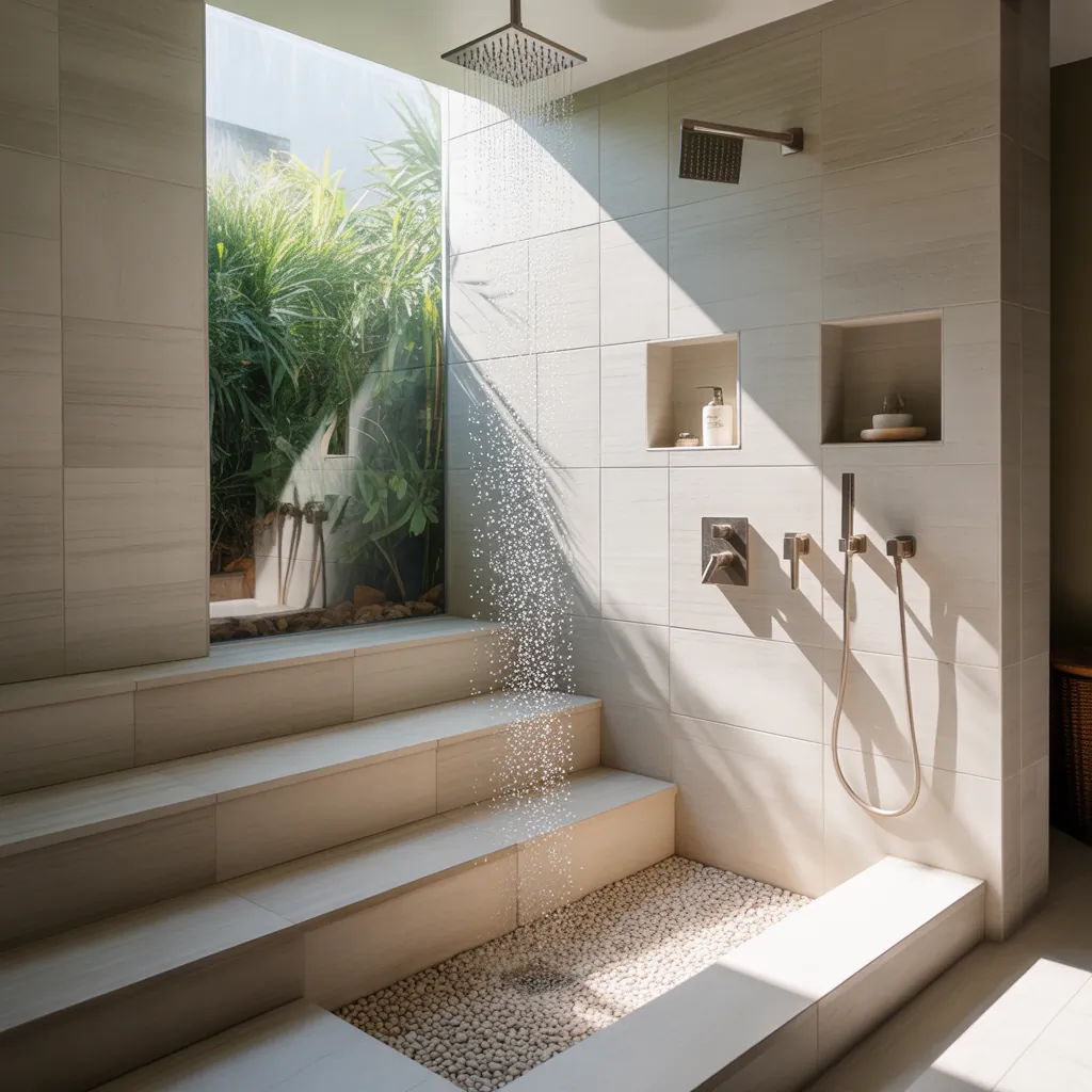 ideas for step down showers