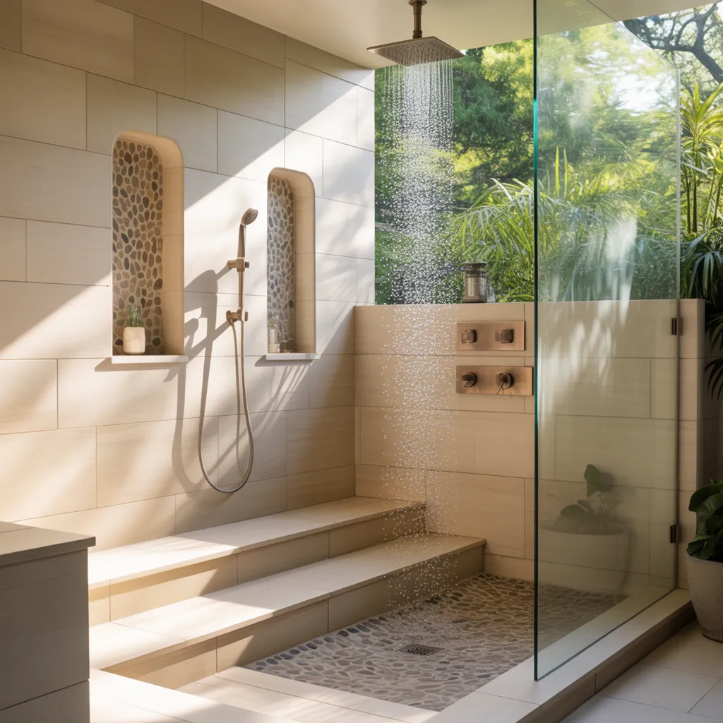 ideas for step down showers