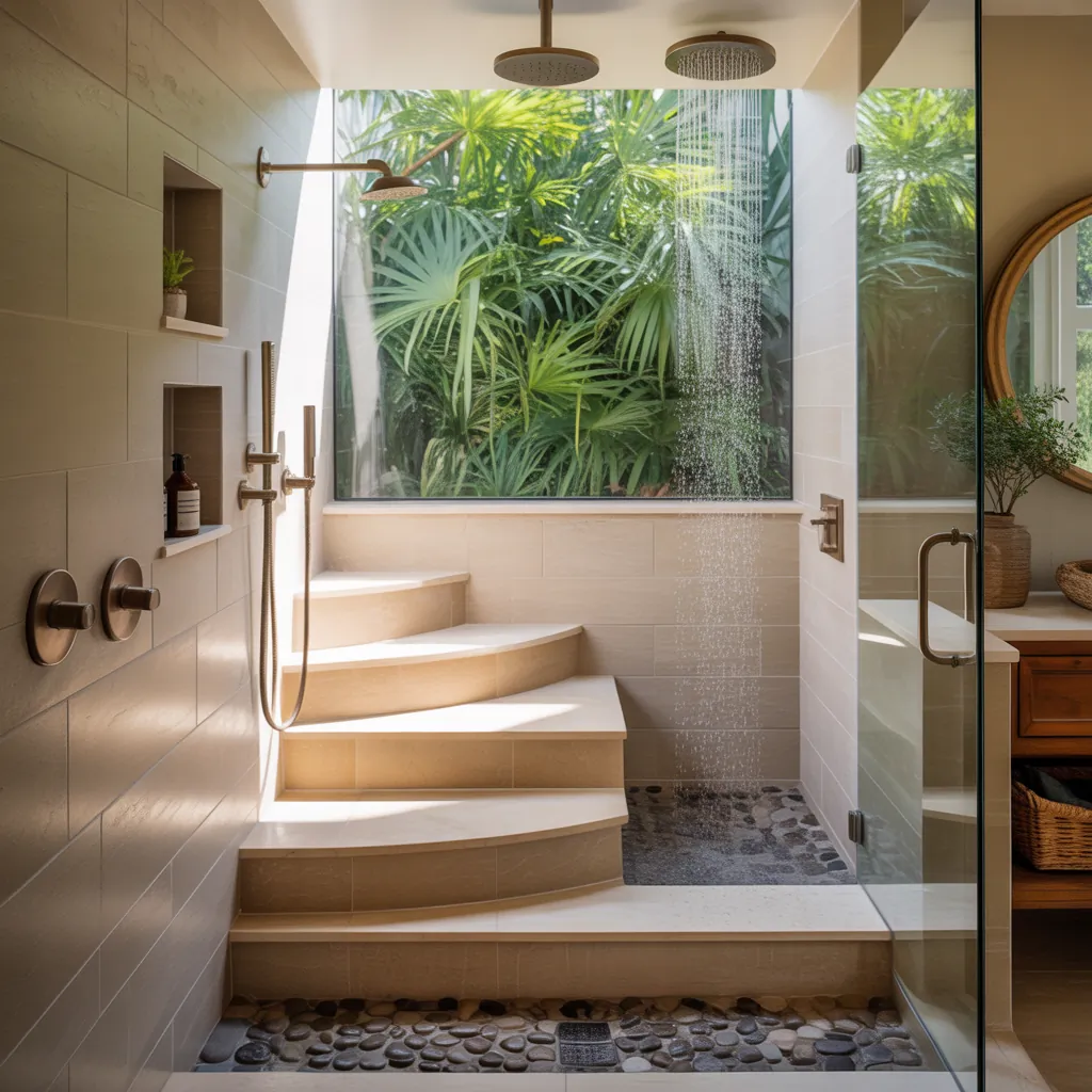ideas for step down showers