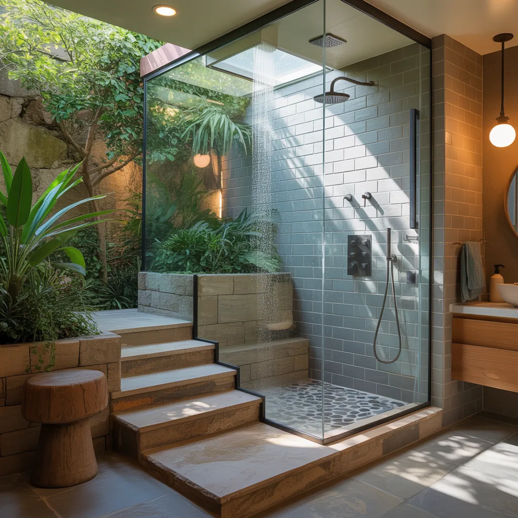 ideas for step down showers