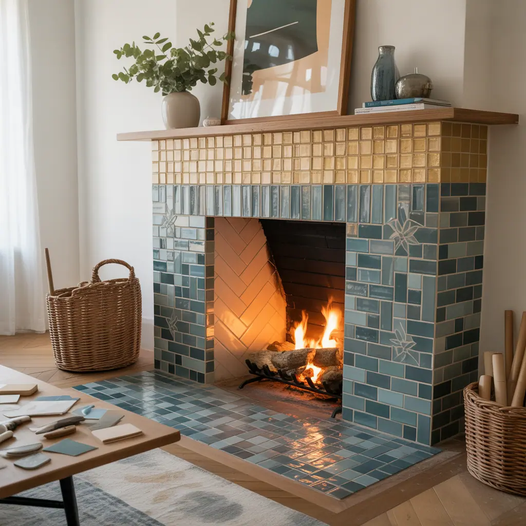 ideas for tiled fireplaces