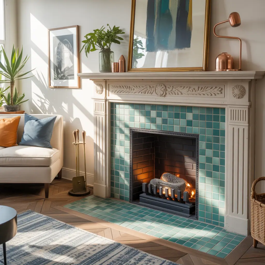 ideas for tiled fireplaces