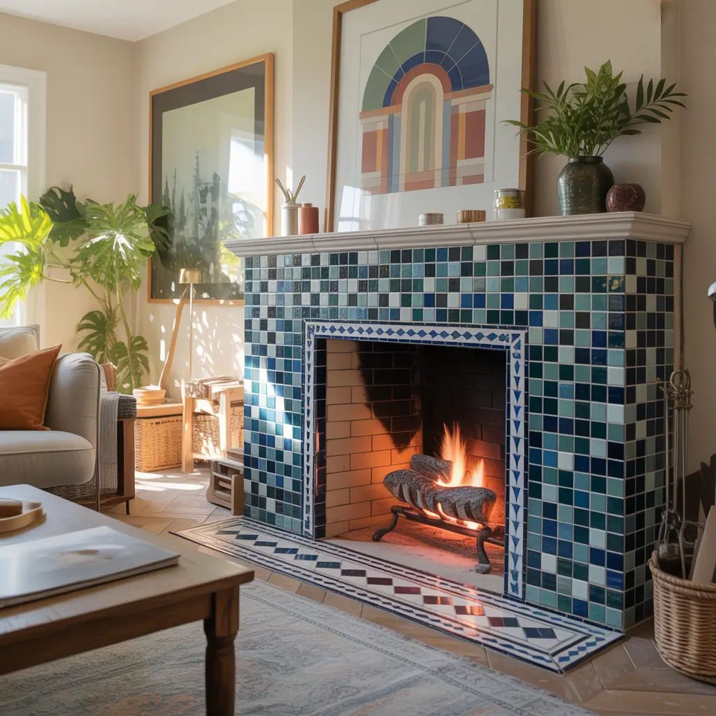 ideas for tiled fireplaces