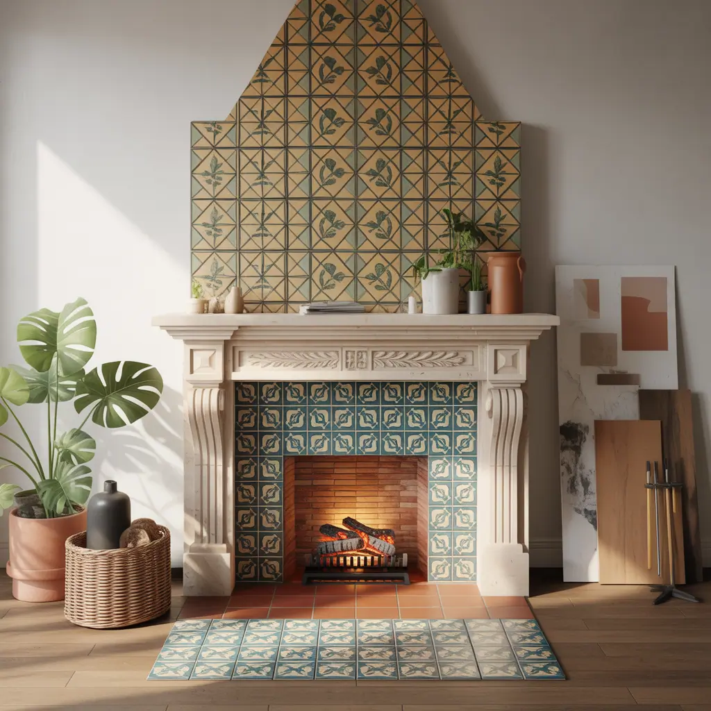 ideas for tiled fireplaces