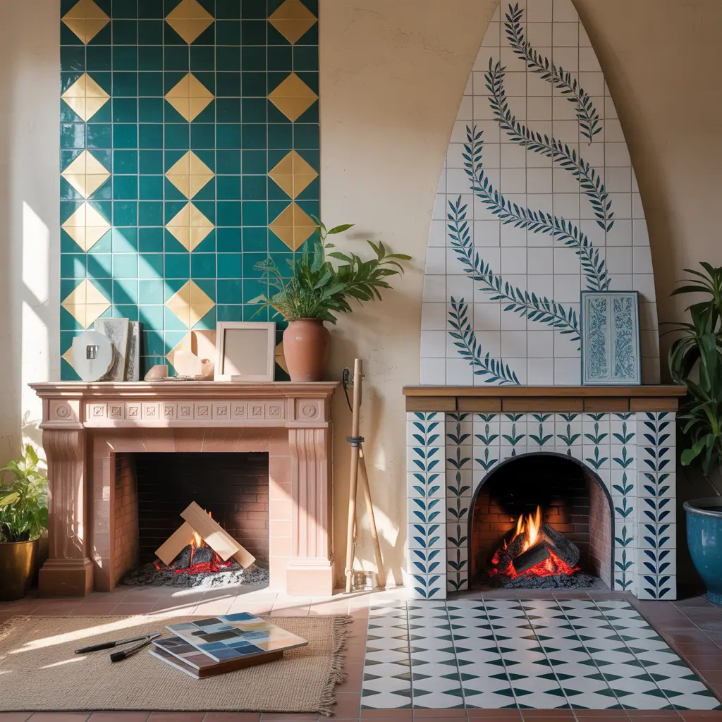 ideas for tiled fireplaces