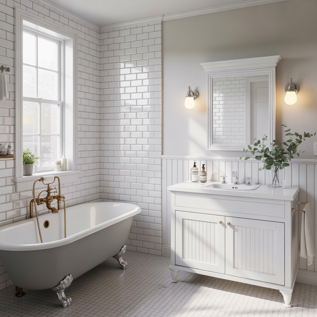 ideas for traditional white bathrooms