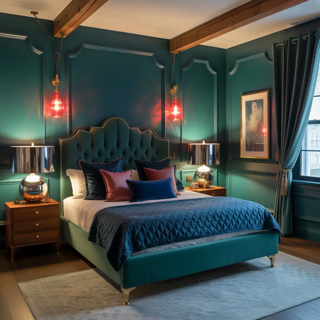 jewel toned bedroom decor