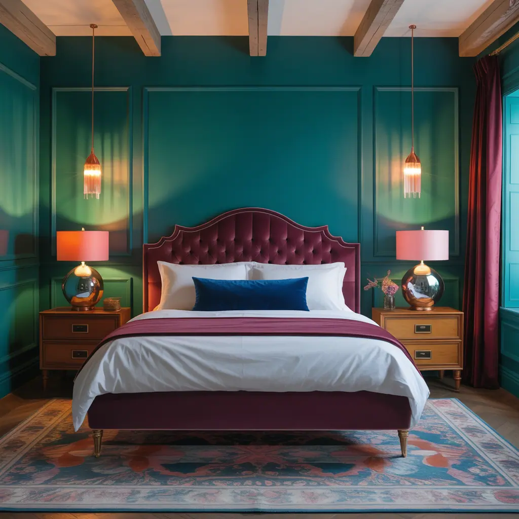 jewel toned bedroom decor