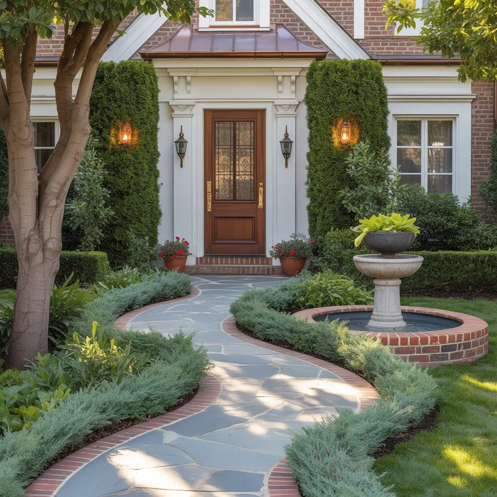 landscaping ideas front entrance walkway