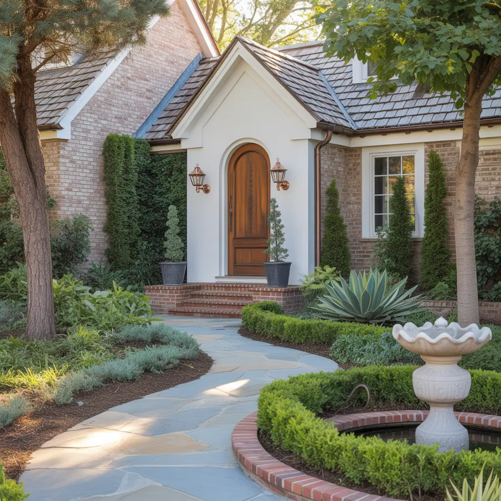 landscaping ideas front entrance walkway