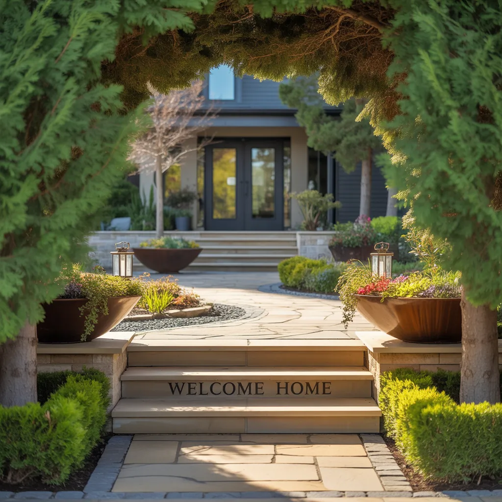 landscaping ideas front entrance walkway