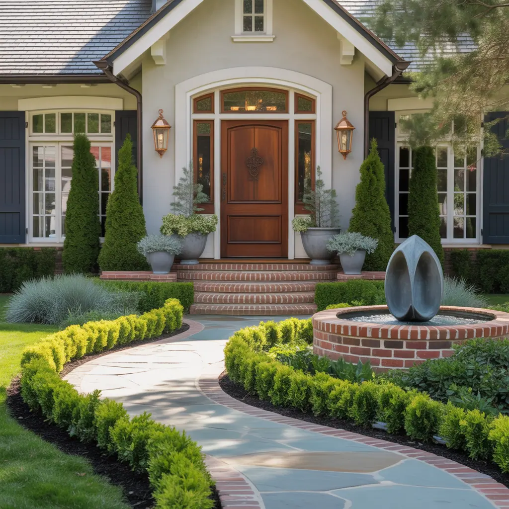 landscaping ideas front entrance walkway