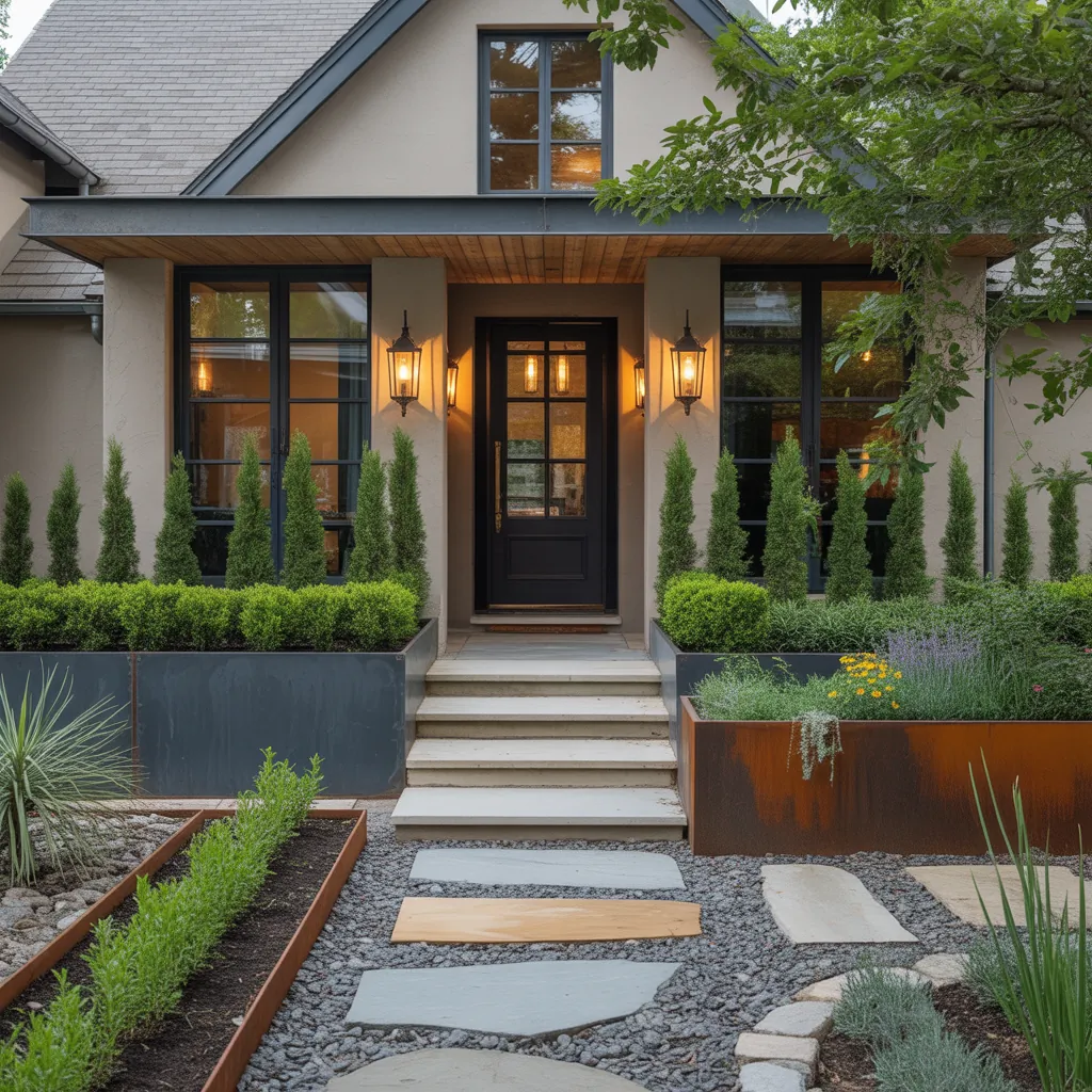 landscaping ideas front entrance walkway