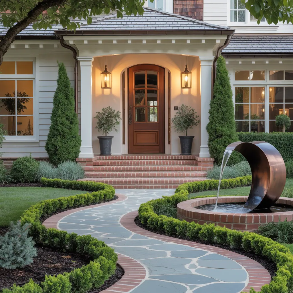landscaping ideas front entrance walkway