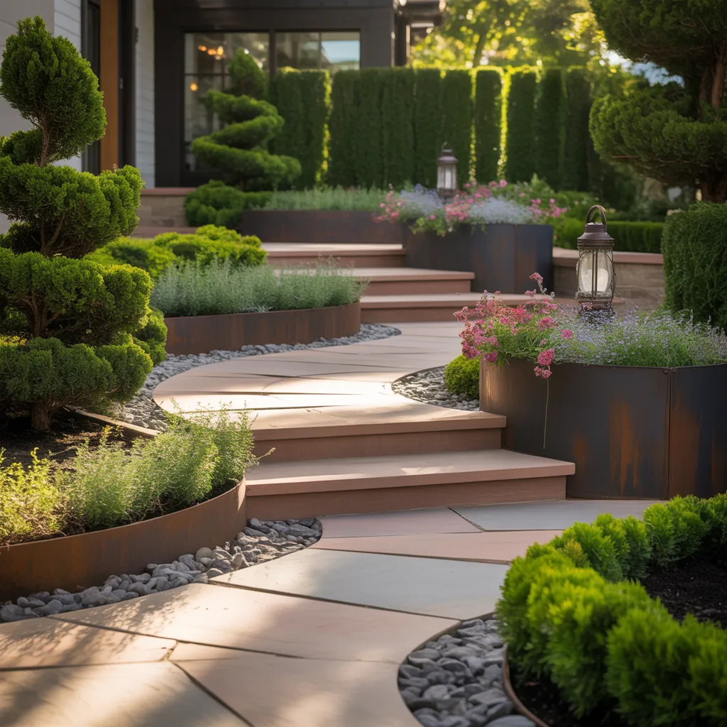 landscaping ideas front entrance walkway