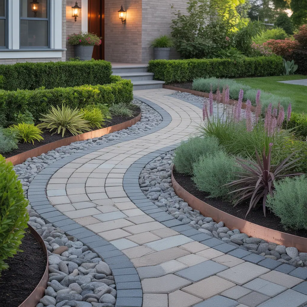 landscaping ideas front entrance walkway