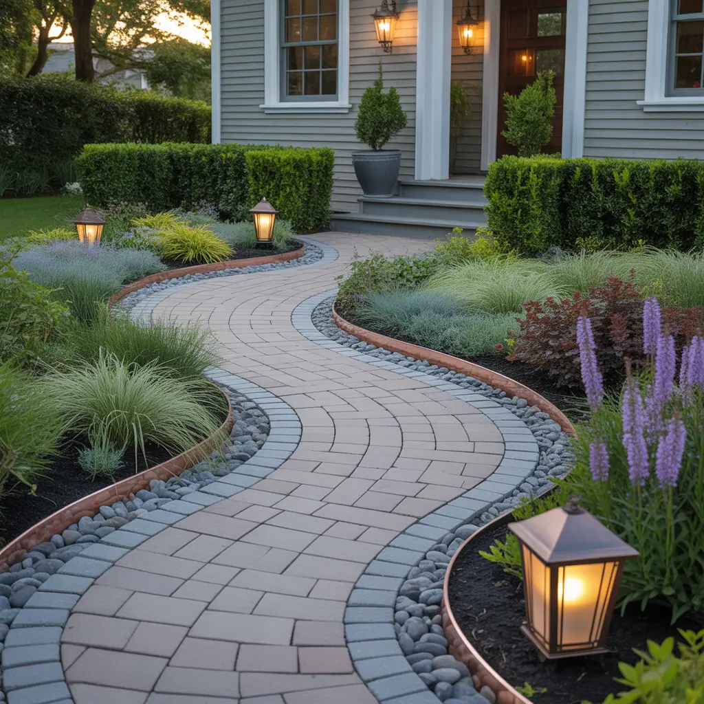 landscaping ideas front entrance walkway