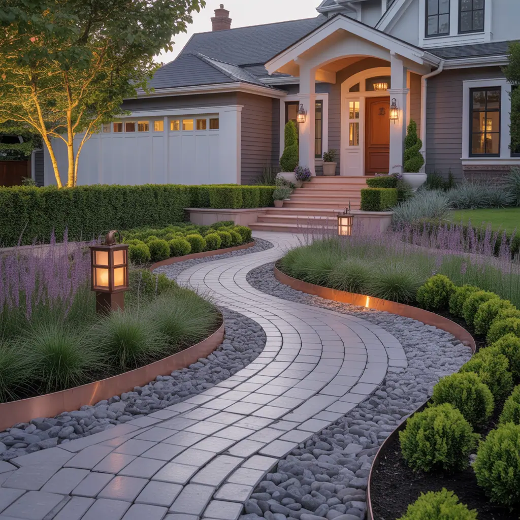landscaping ideas front entrance walkway