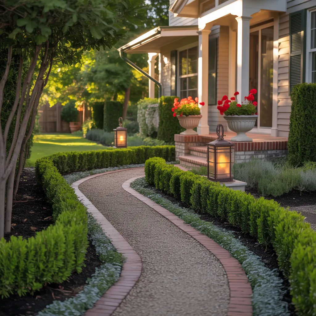 landscaping ideas front entrance walkway