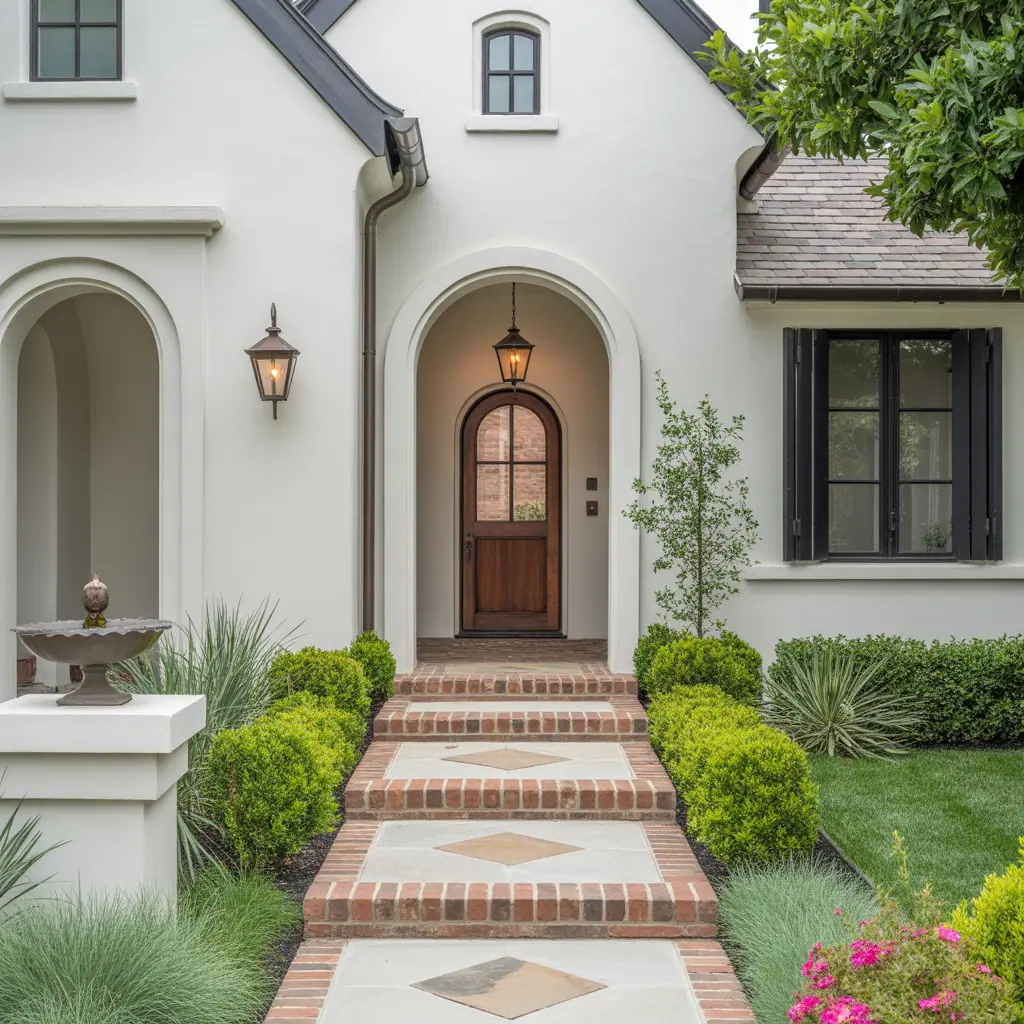 landscaping ideas front entrance walkway
