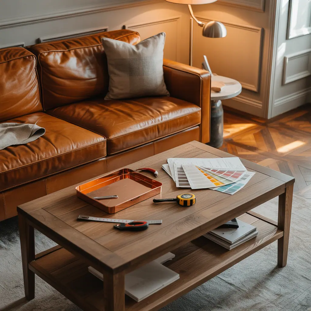 leather couch coffee table