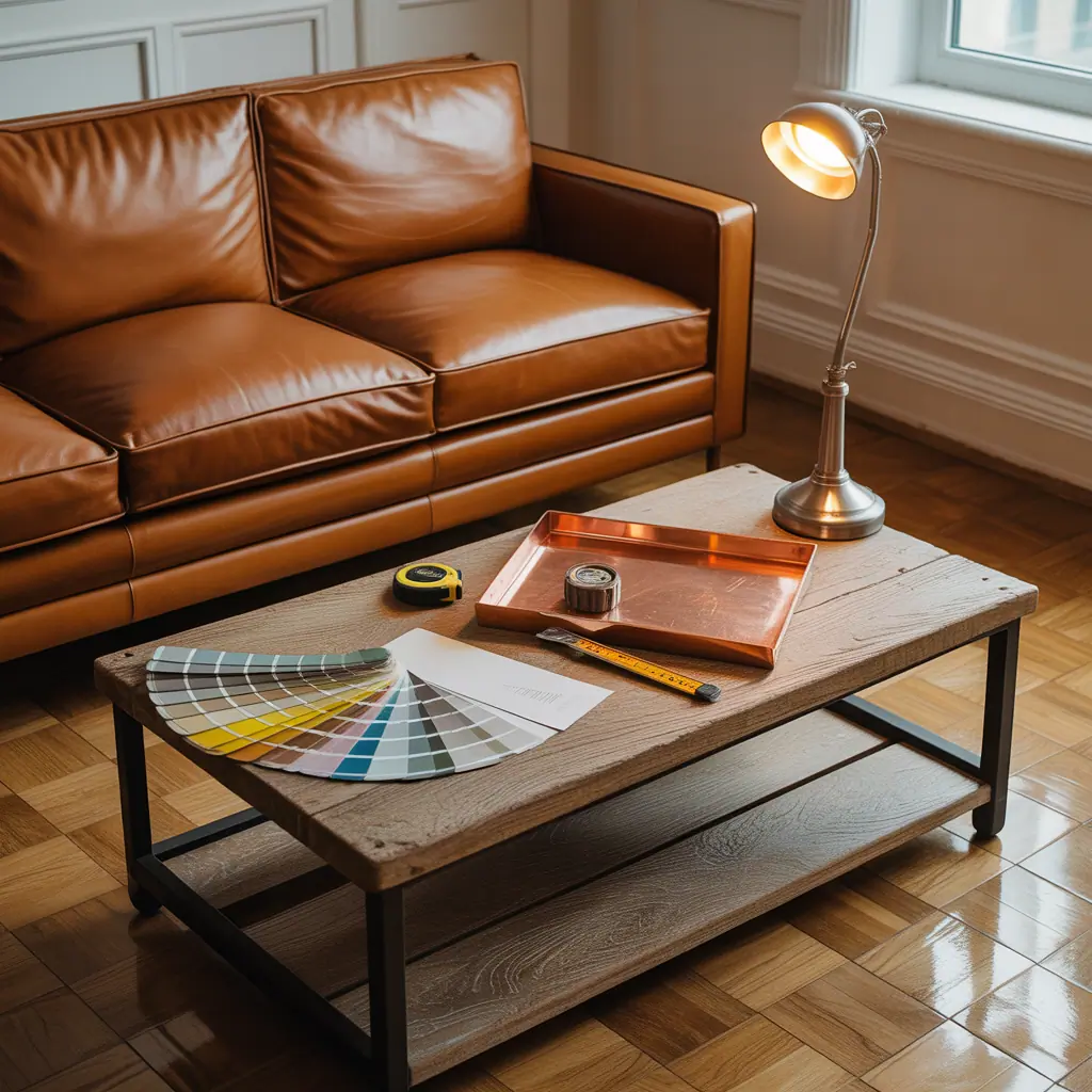 leather couch coffee table