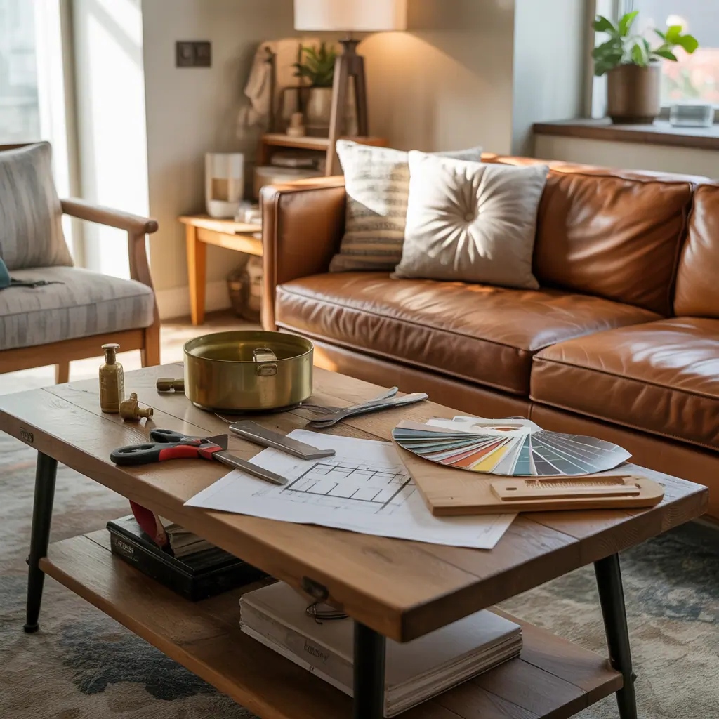 leather couch coffee table