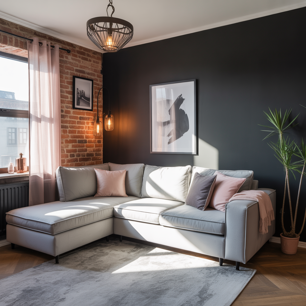 living room ideas black grey pink