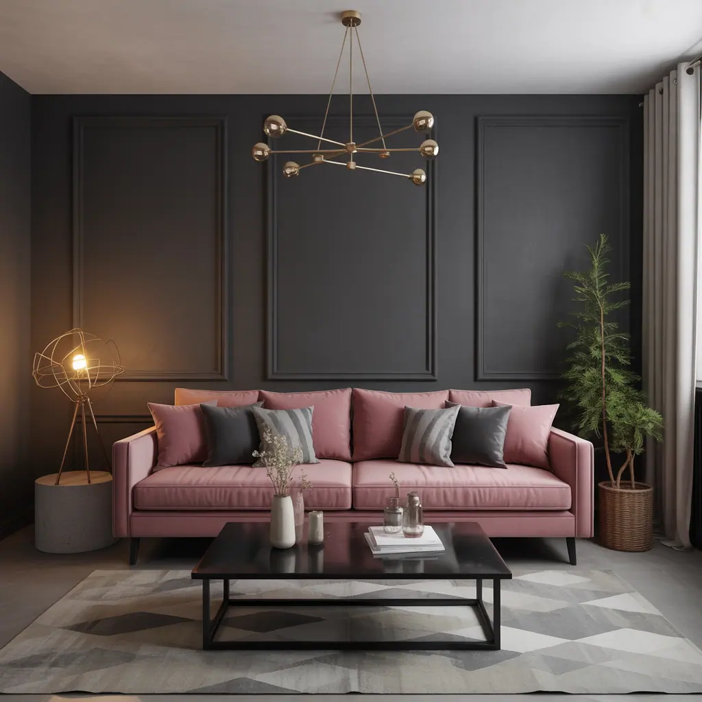 living room ideas black grey pink