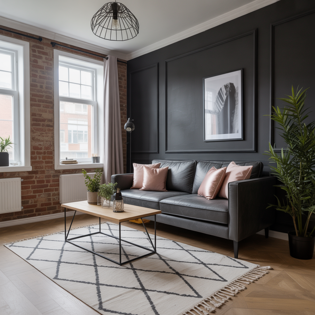 living room ideas black grey pink