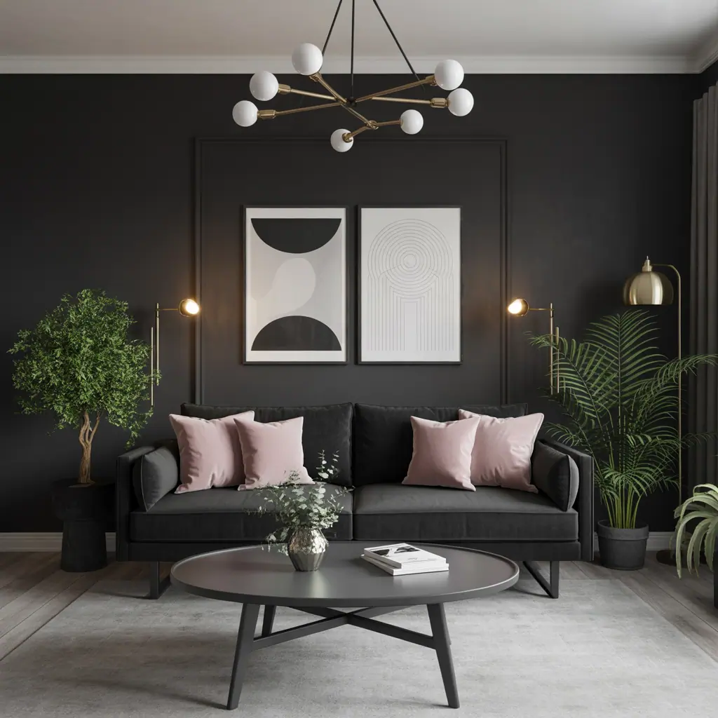 living room ideas black grey pink