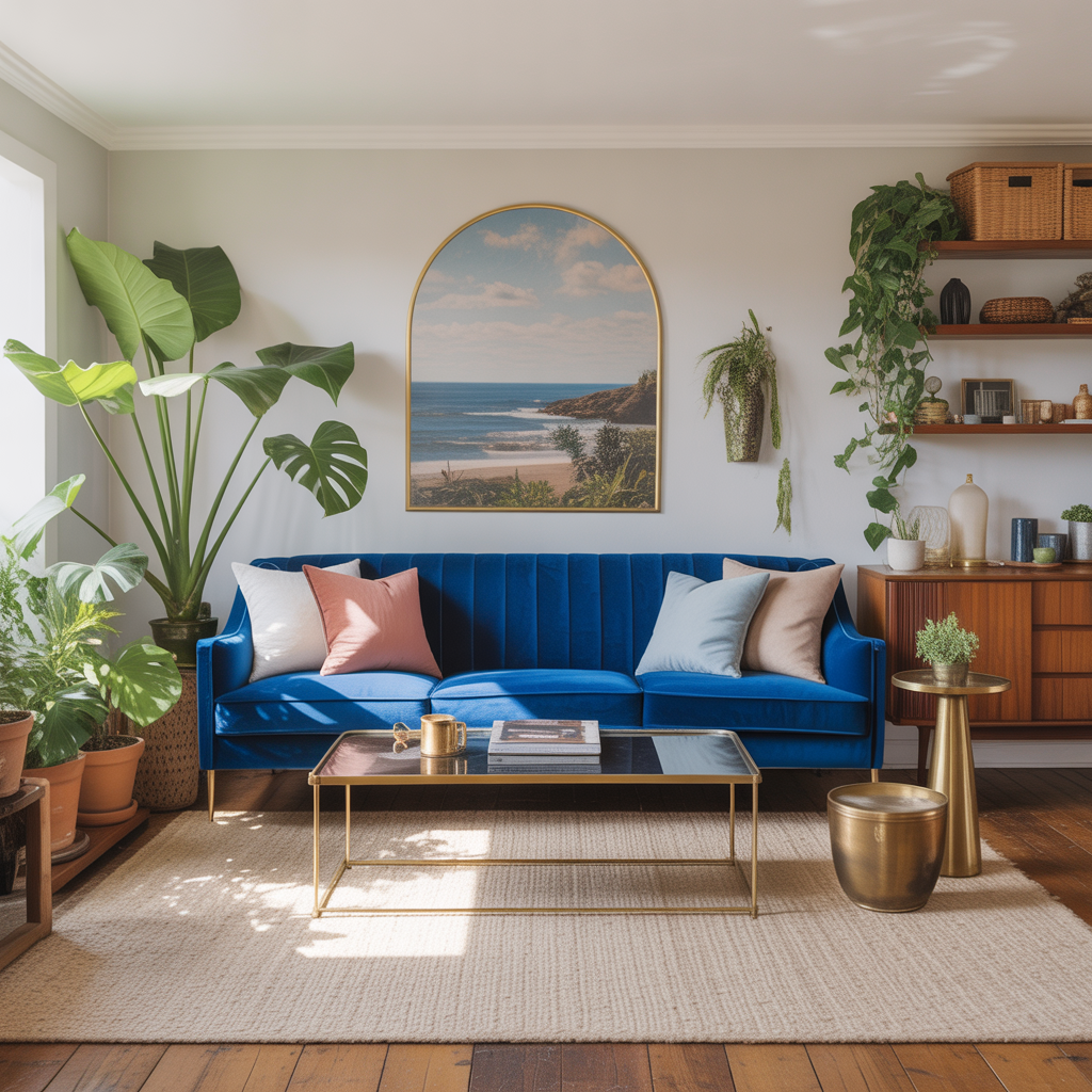 living room ideas royal blue sofa