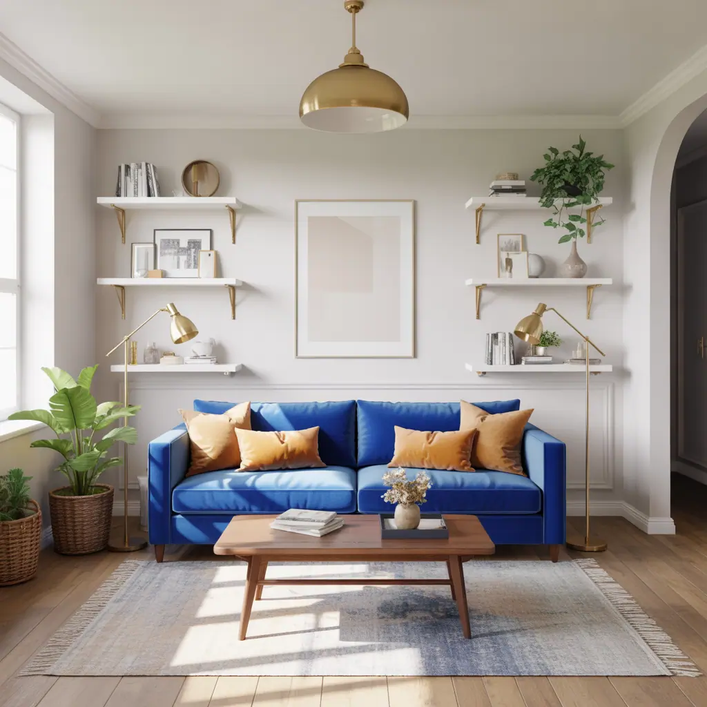 living room ideas royal blue sofa