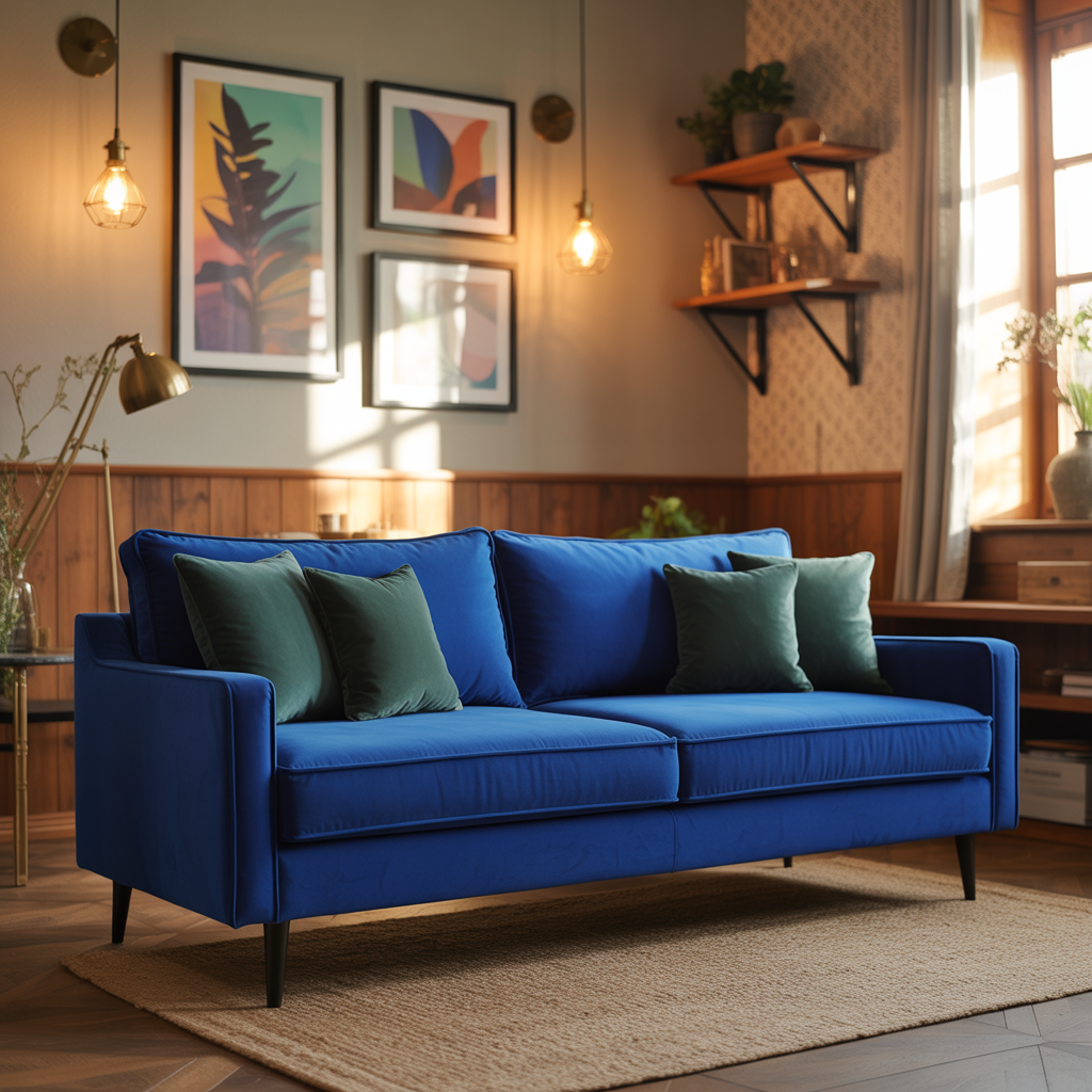 living room ideas royal blue sofa
