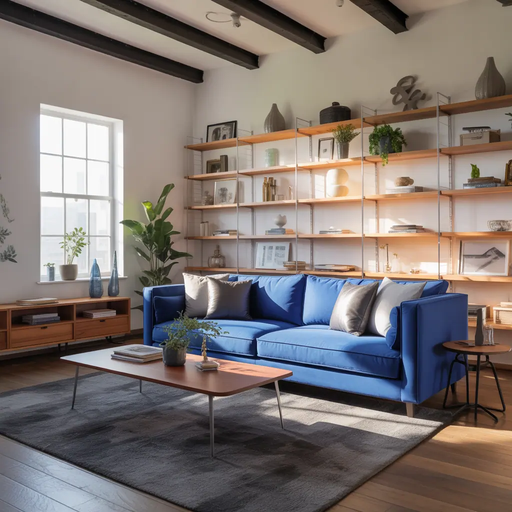 living room ideas royal blue sofa