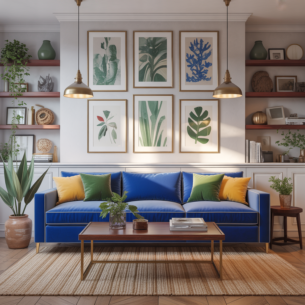 living room ideas royal blue sofa