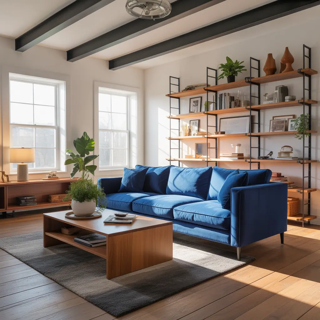 living room ideas royal blue sofa