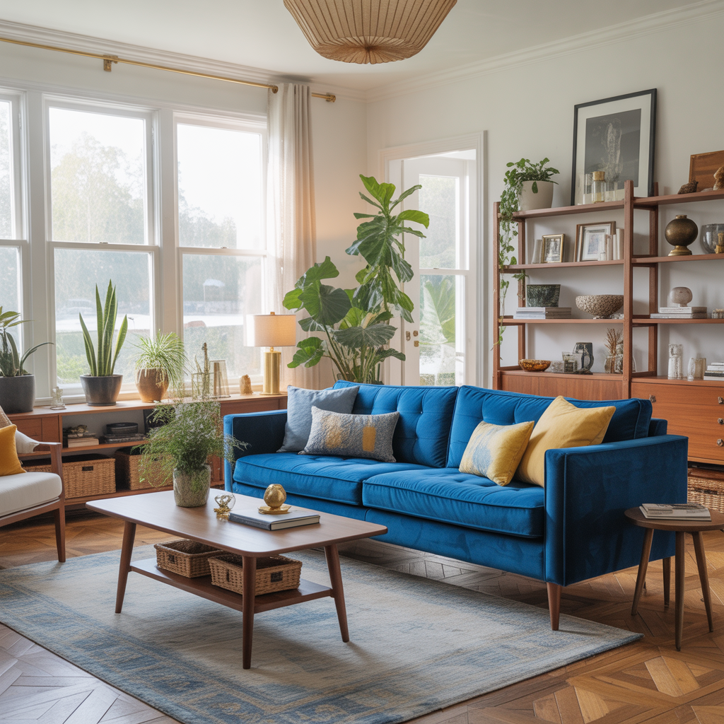 living room ideas royal blue sofa