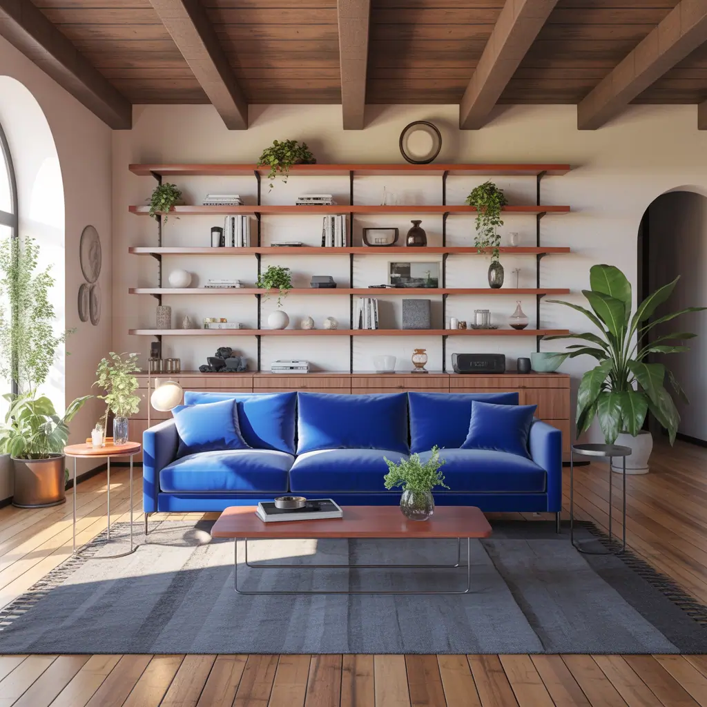 living room ideas royal blue sofa