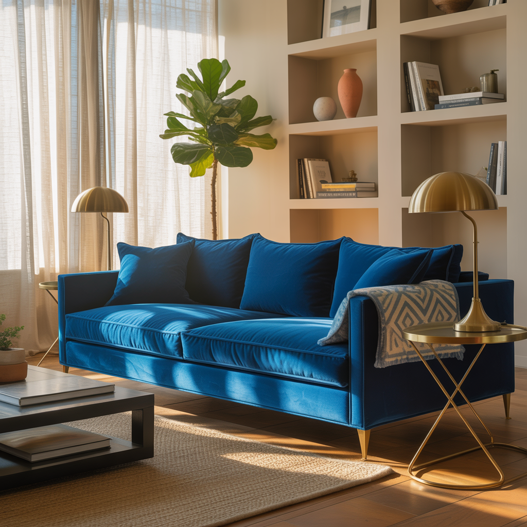 living room ideas royal blue sofa