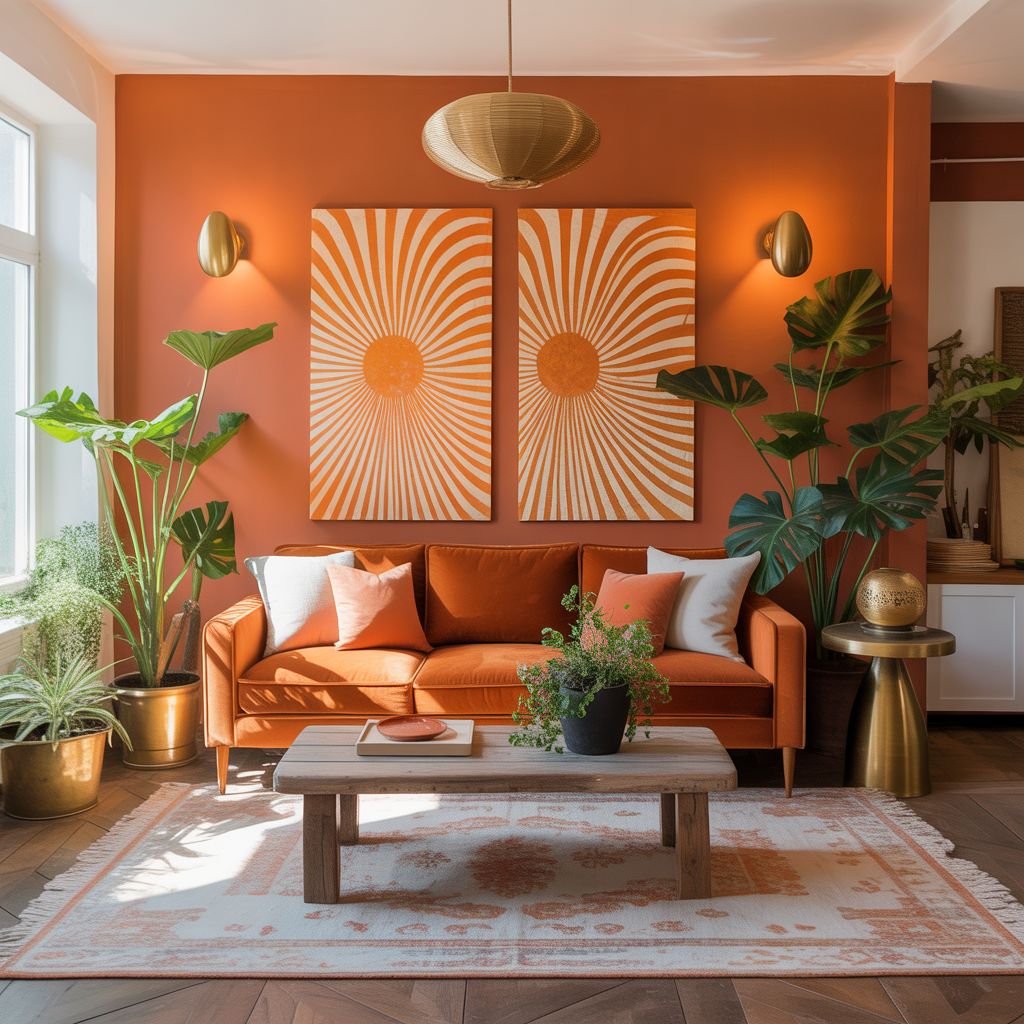 living rooms orange decor
