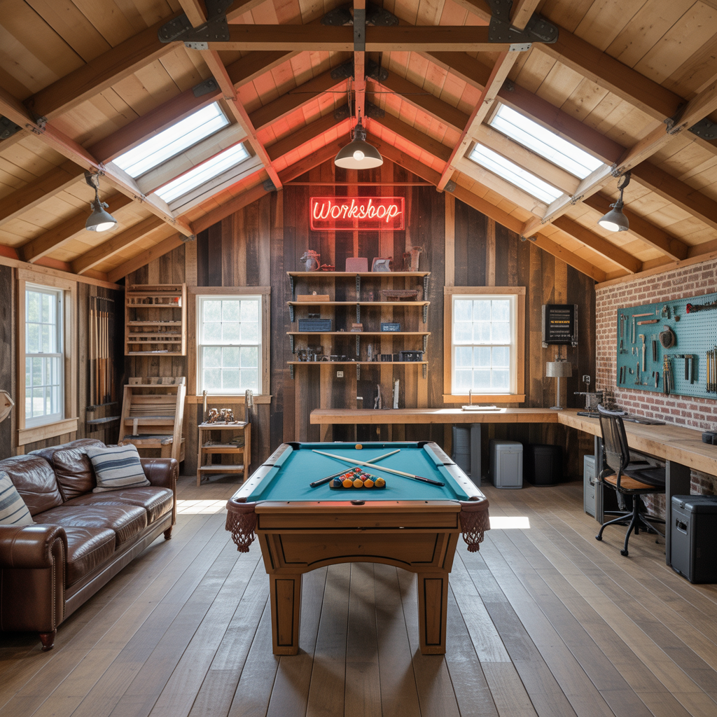 man cave pole barn loft ideas