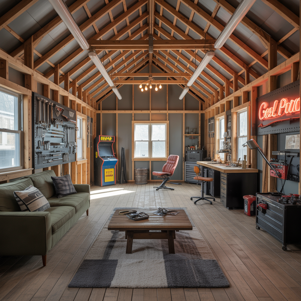 man cave pole barn loft ideas
