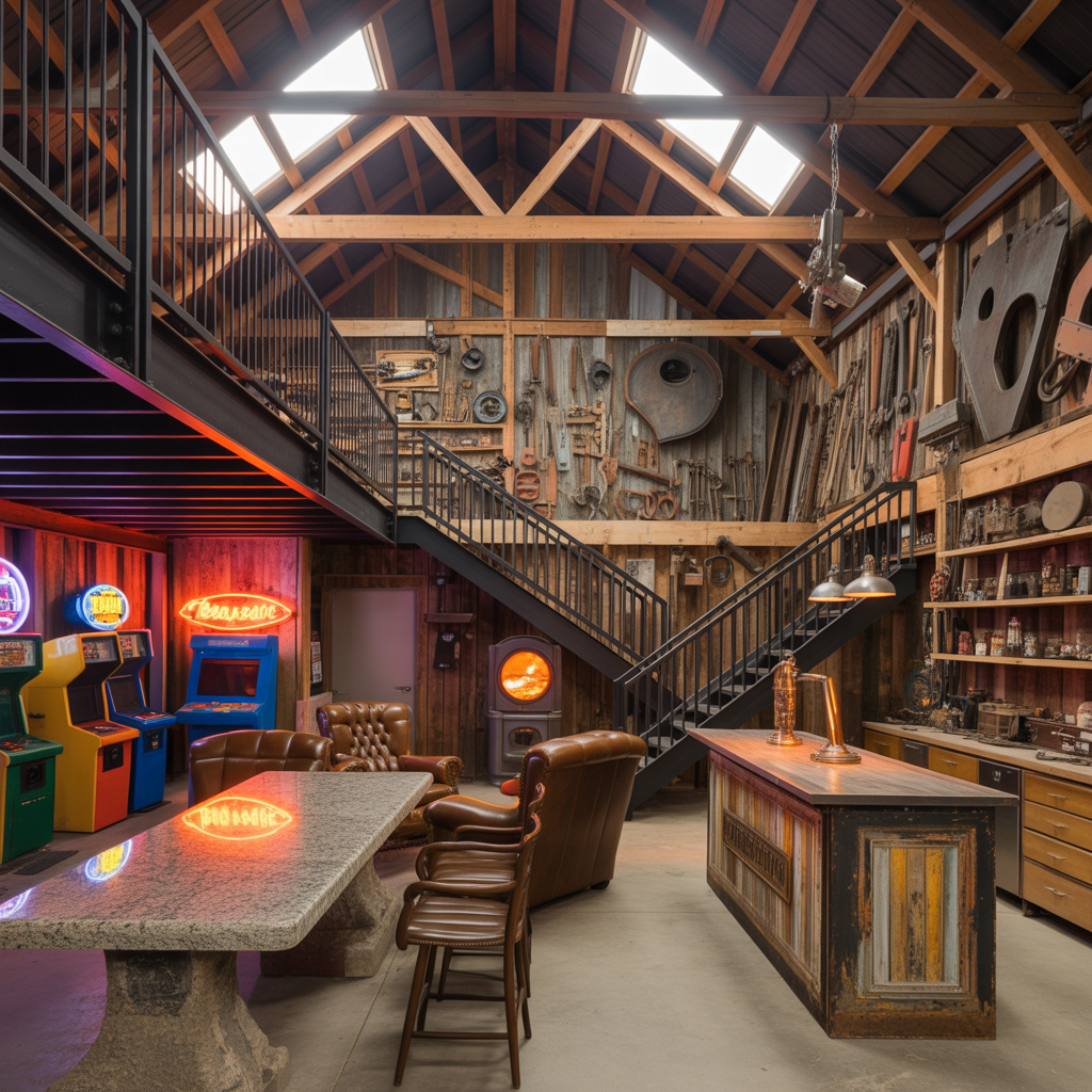 man cave pole barn loft ideas