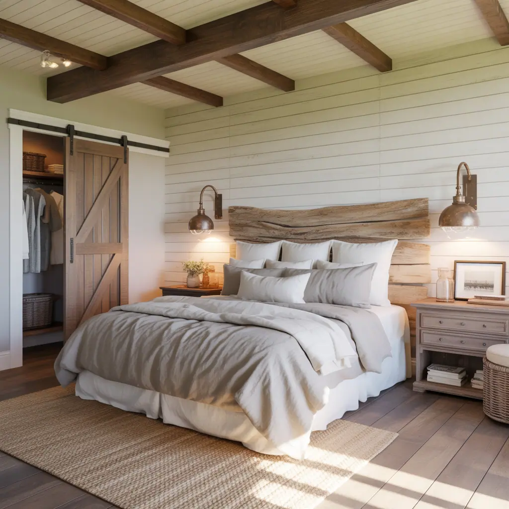 master bedroom farmhouse style