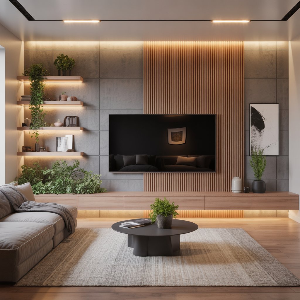 modern accent wall living room tv ideas