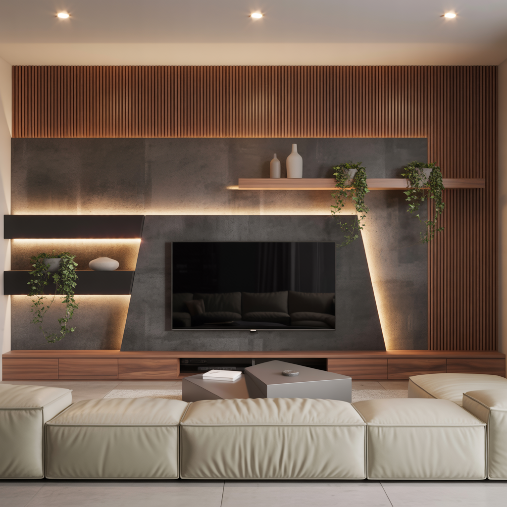 modern accent wall living room tv ideas
