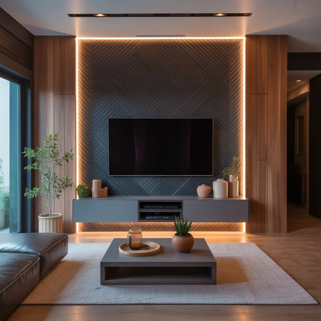 modern accent wall living room tv ideas