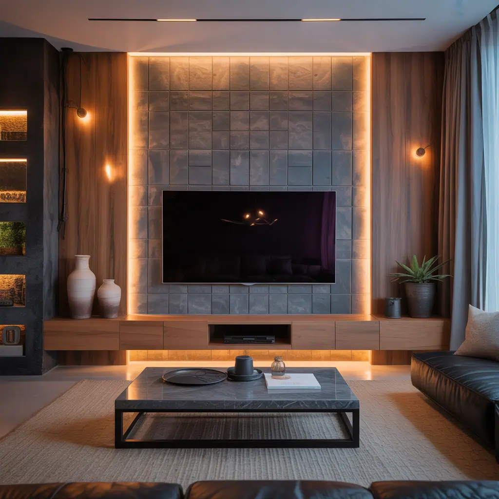 modern accent wall living room tv ideas